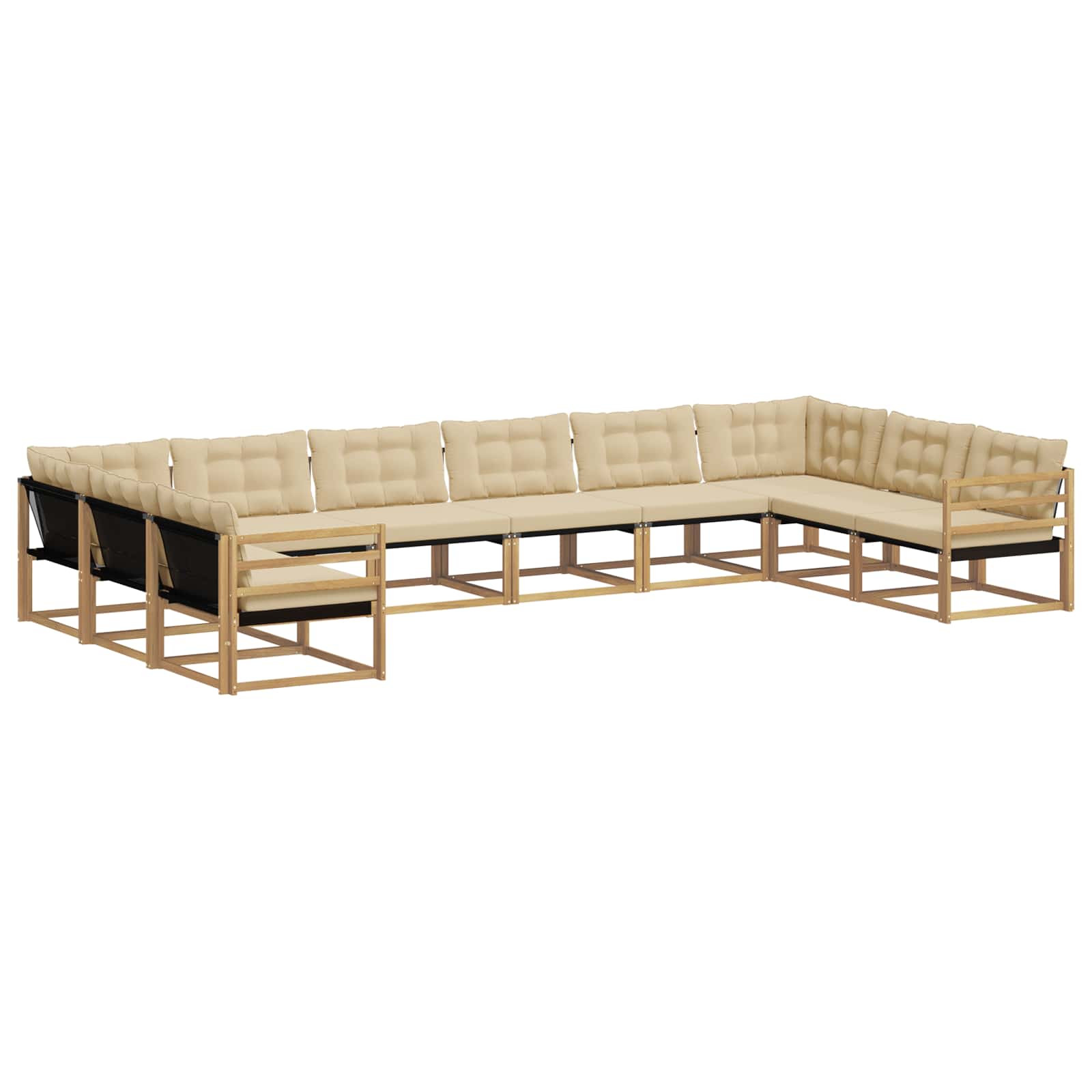 Outdoor-Sofagarnitur mit Kissen 10 pcs Weiß und Beige