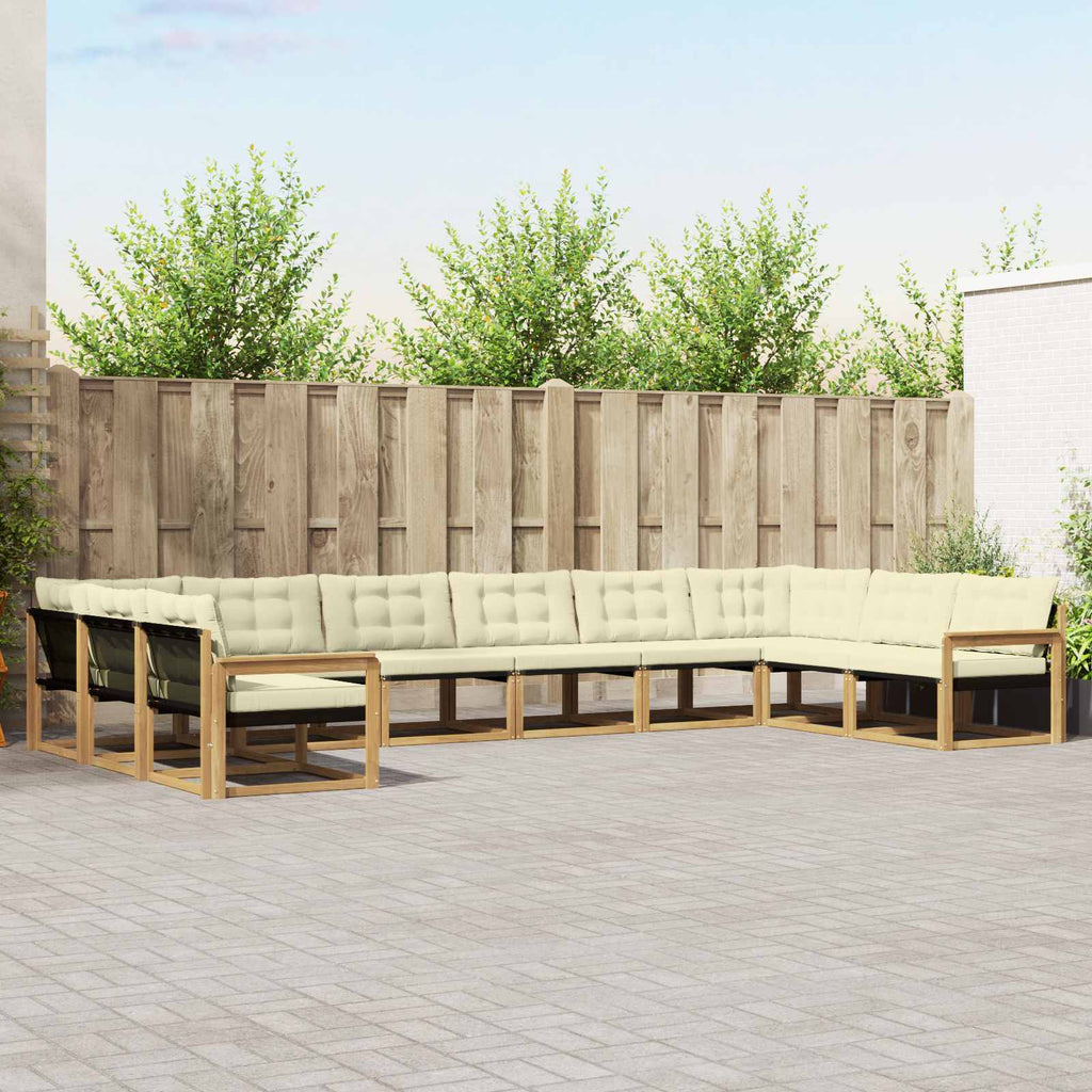 Outdoor-Sofagarnitur mit Kissen 10 pcs Weiß und Creme