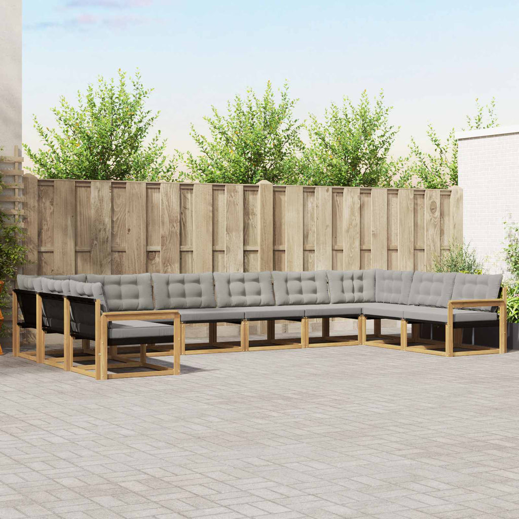 Outdoor-Sofagarnitur mit Kissen 10 pcs Weiß und Hellgrau