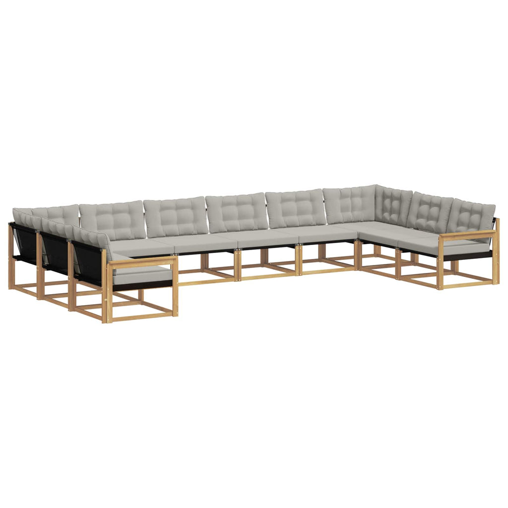 Outdoor-Sofagarnitur mit Kissen 10 pcs Weiß und Hellgrau