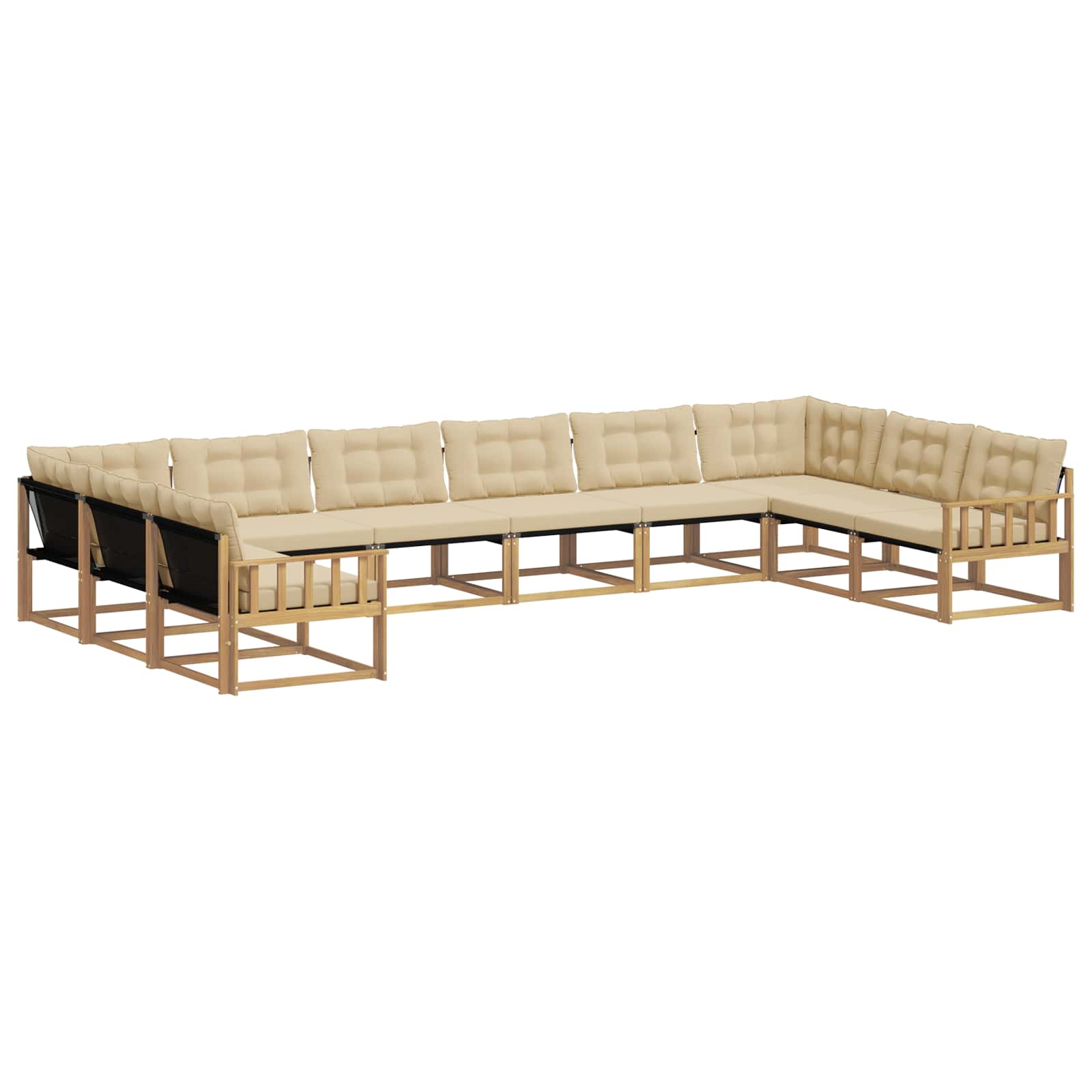 Outdoor-Sofagarnitur mit Kissen 10 pcs Weiß und Beige
