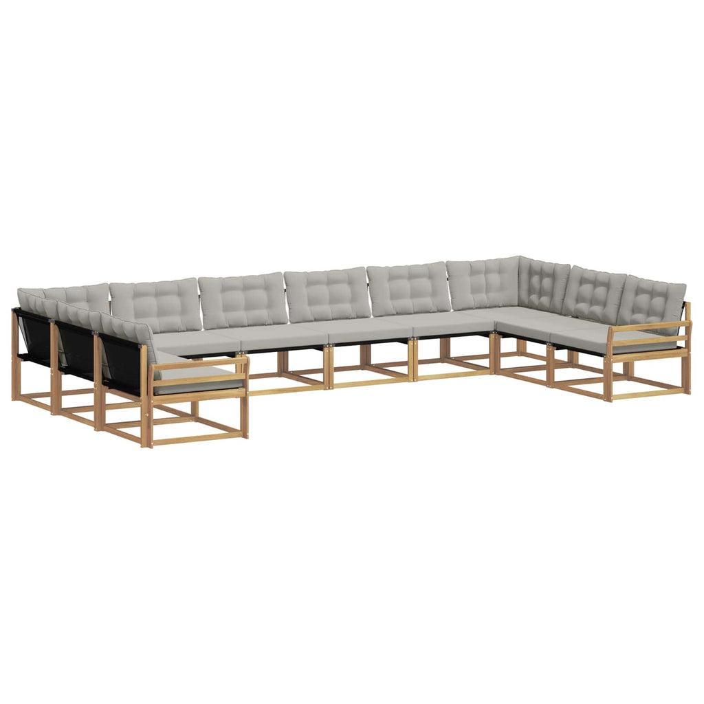 Outdoor-Sofagarnitur mit Kissen 10 pcs Weiß und Hellgrau