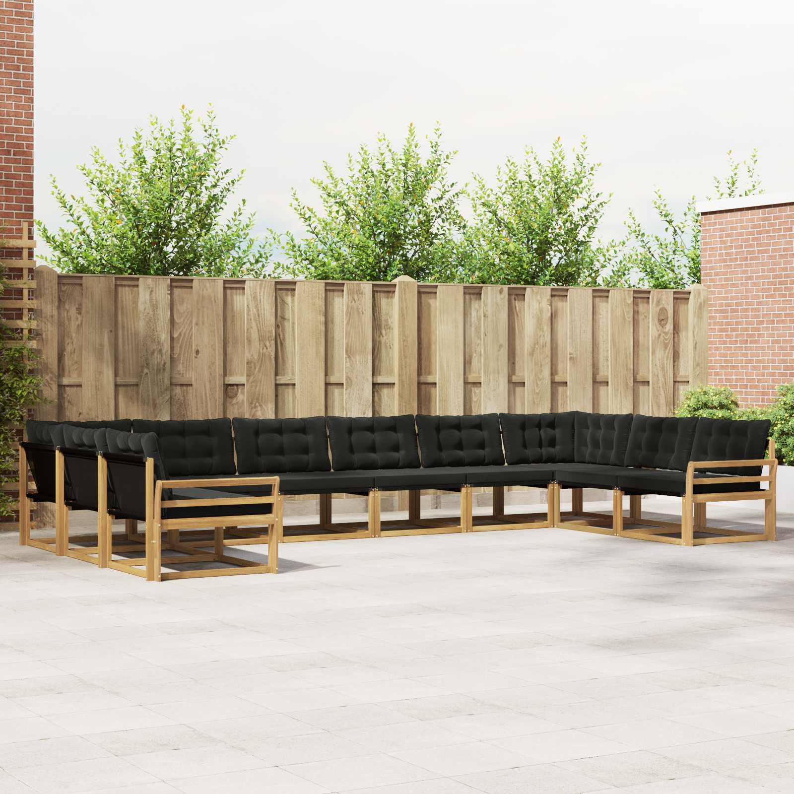Outdoor-Sofagarnitur mit Kissen 10 pcs Weiß und Schwarz