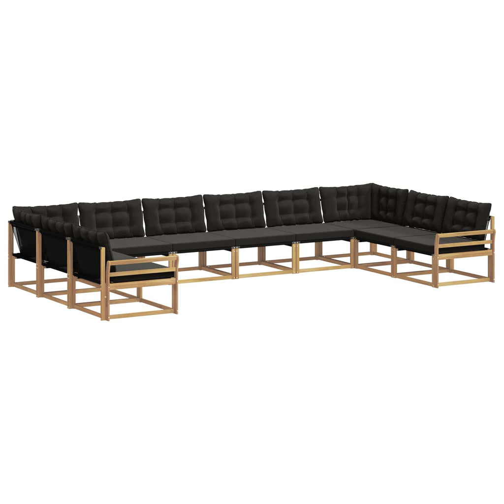 Outdoor-Sofagarnitur mit Kissen 10 pcs Weiß und Schwarz