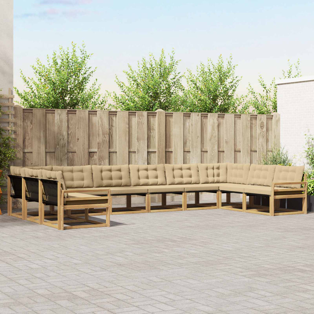 Outdoor-Sofagarnitur mit Kissen 10 pcs Weiß und Beige