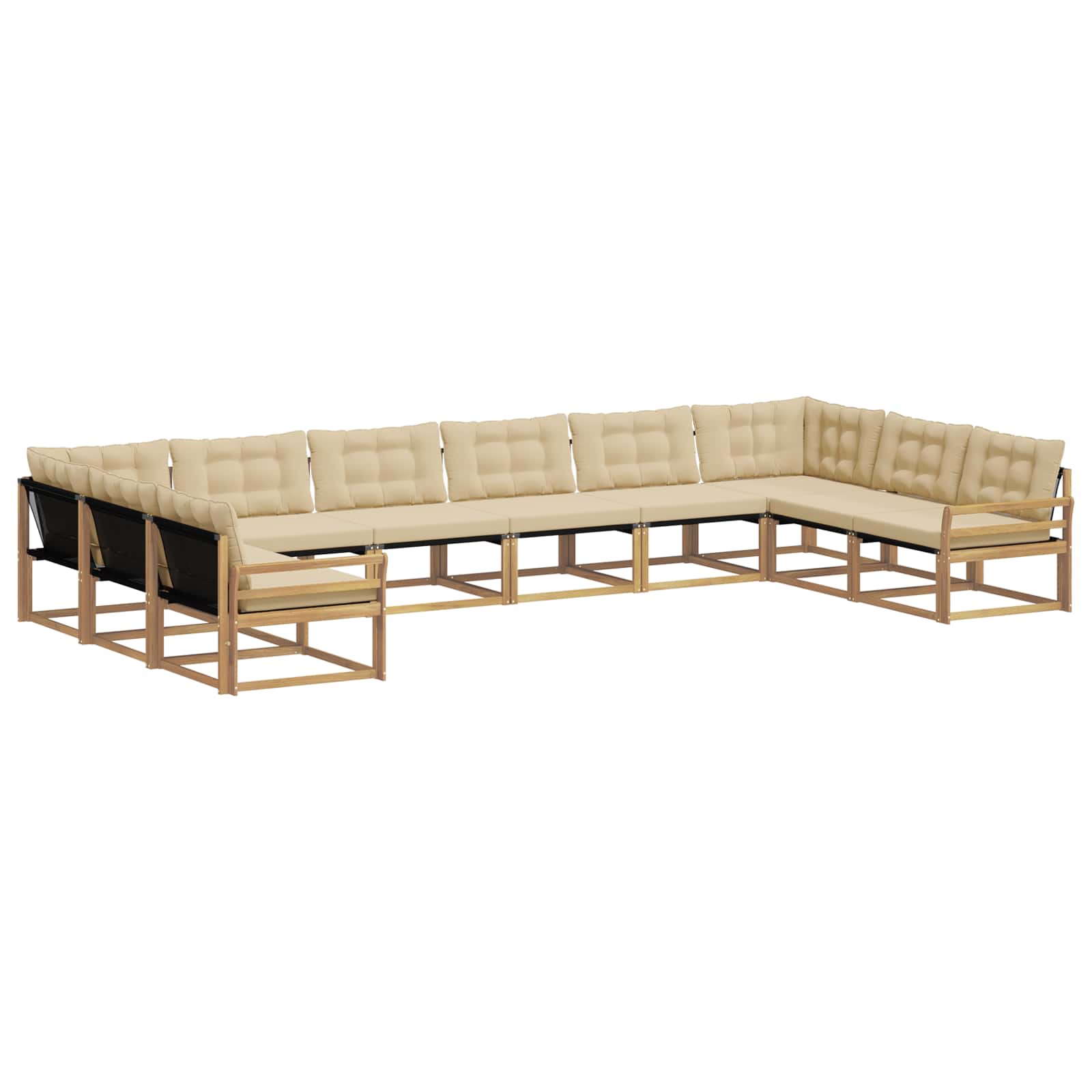 Outdoor-Sofagarnitur mit Kissen 10 pcs Weiß und Beige