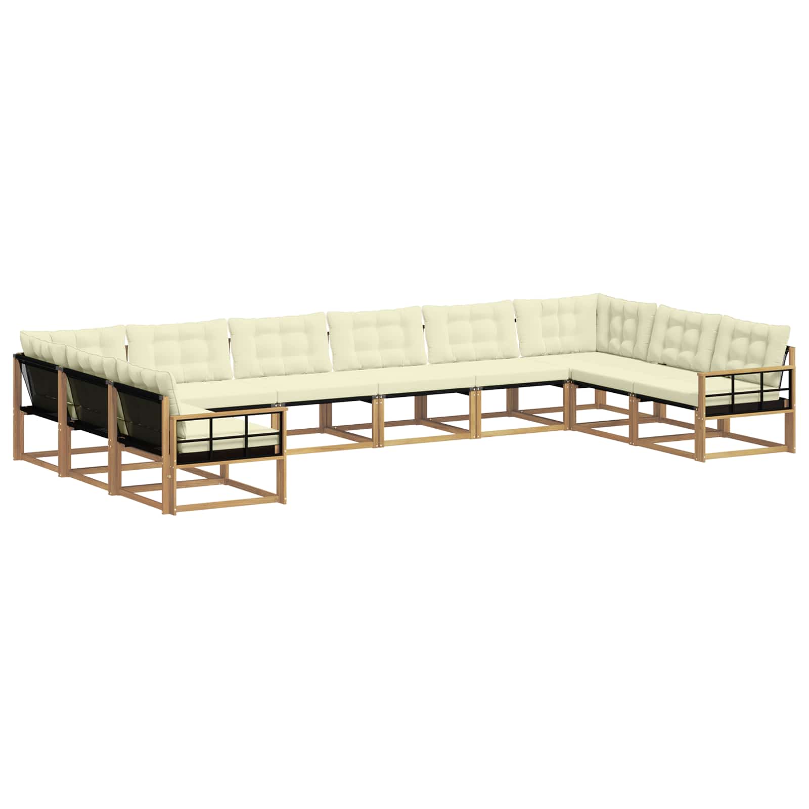 Outdoor-Sofagarnitur mit Kissen 10 pcs Weiß und Creme