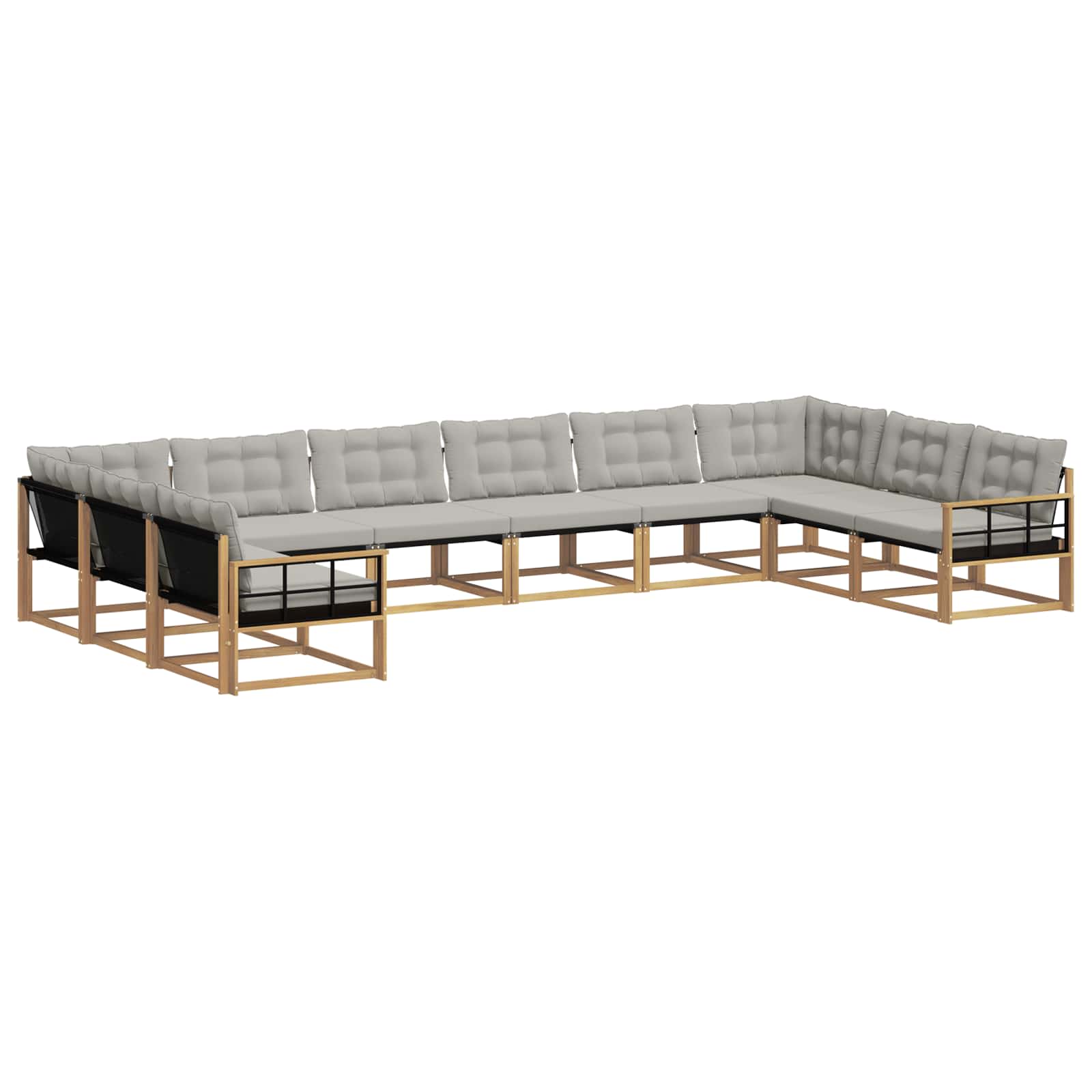 Outdoor-Sofagarnitur mit Kissen 10 pcs Weiß und Hellgrau
