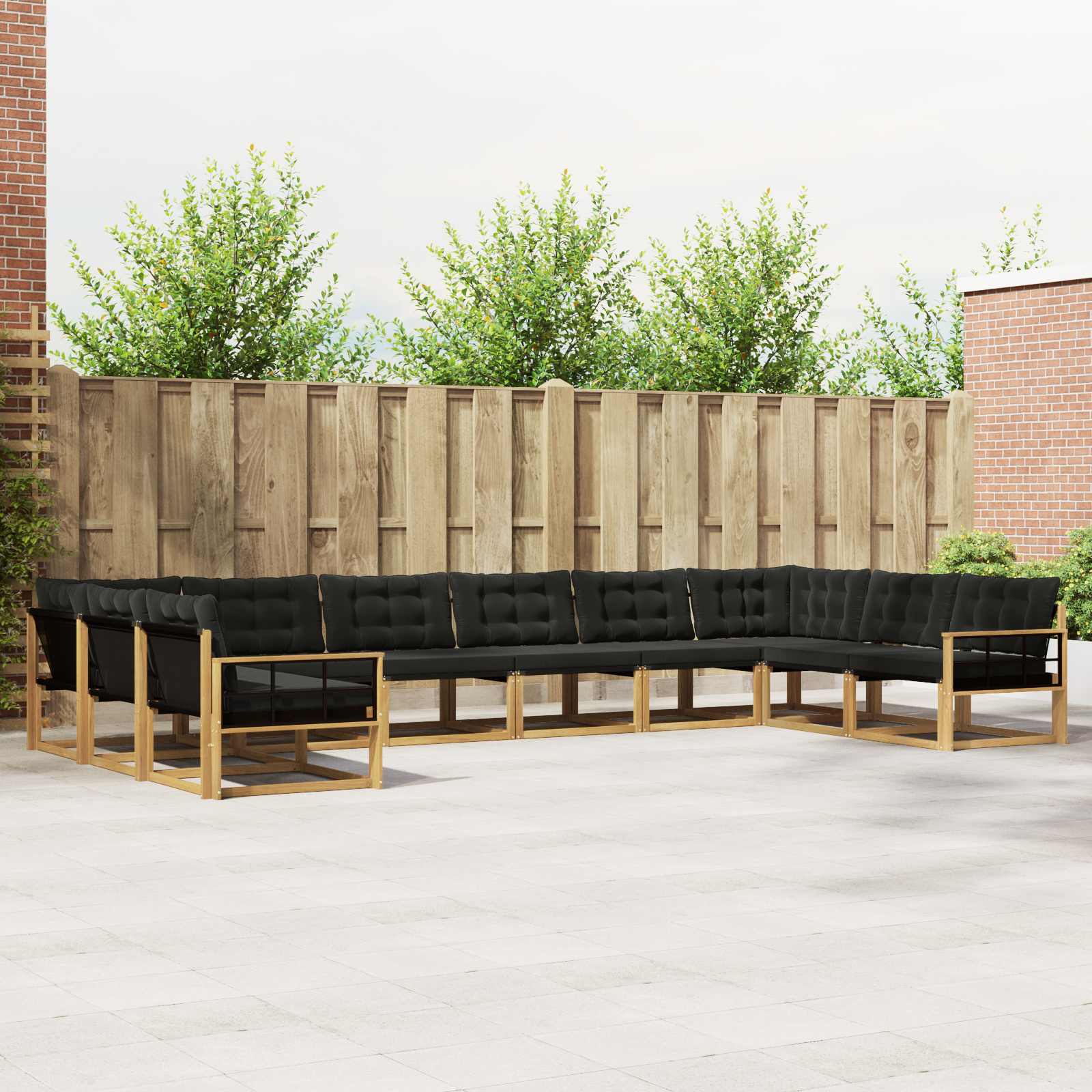 Outdoor-Sofagarnitur mit Kissen 10 pcs Weiß und Schwarz