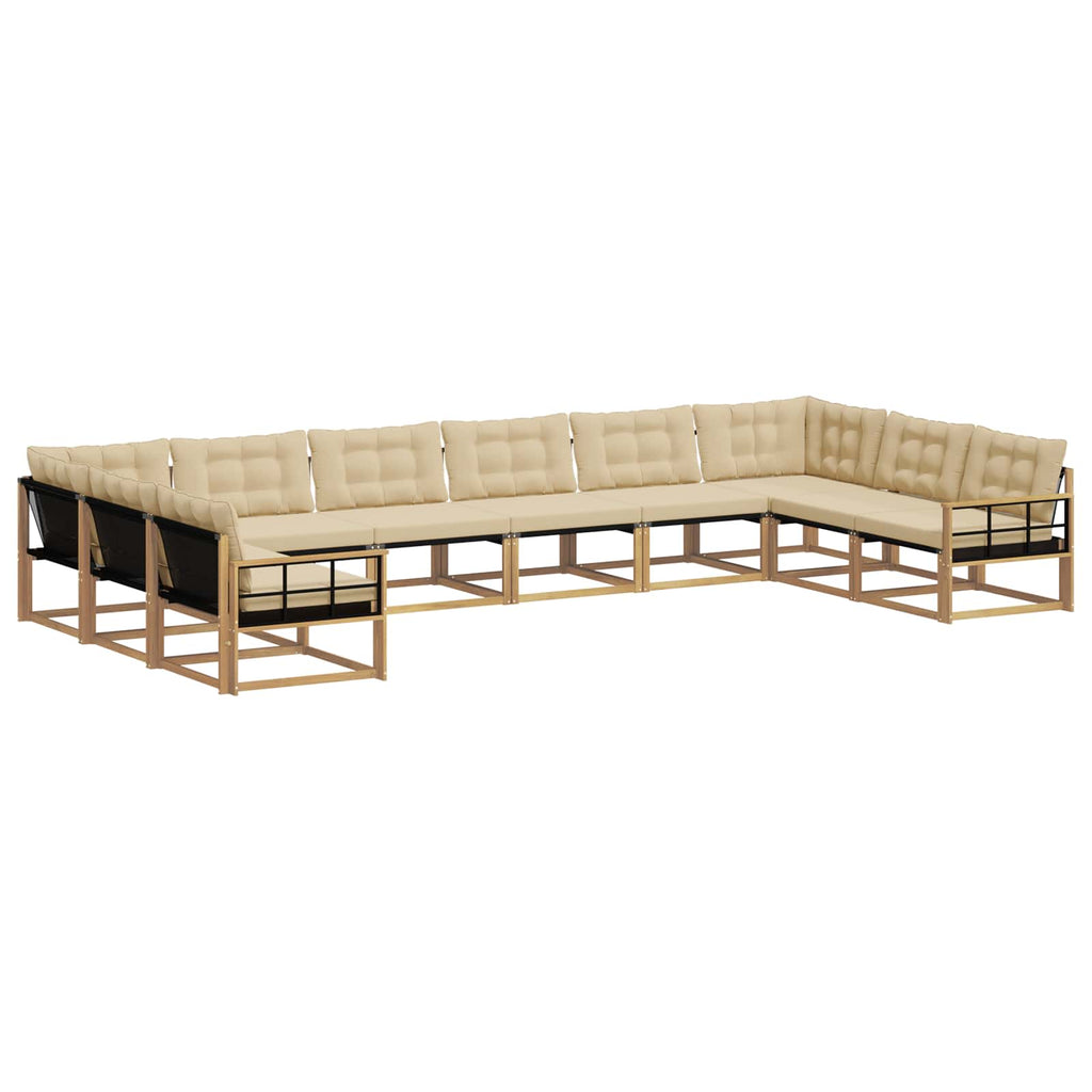 Outdoor-Sofagarnitur mit Kissen 10 pcs Weiß und Beige