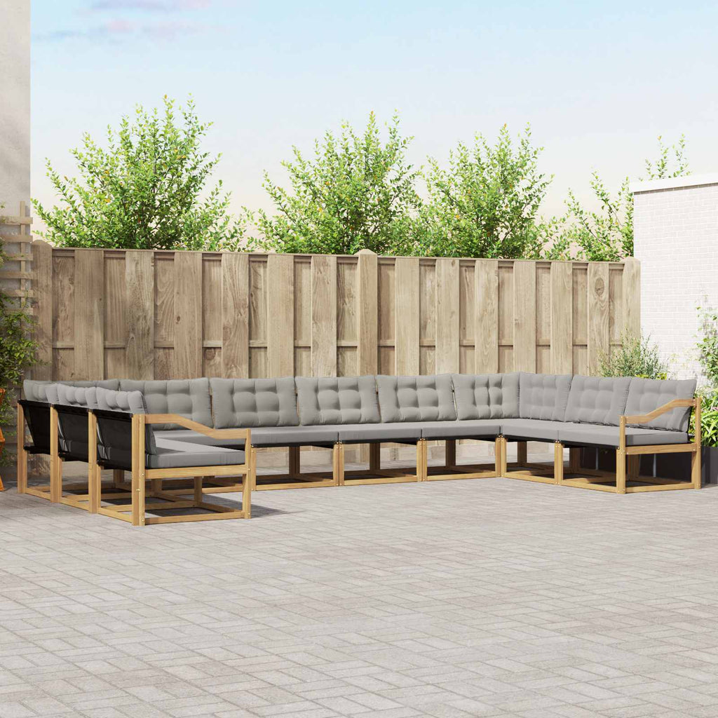 Outdoor-Sofagarnitur mit Kissen 10 pcs Weiß und Hellgrau
