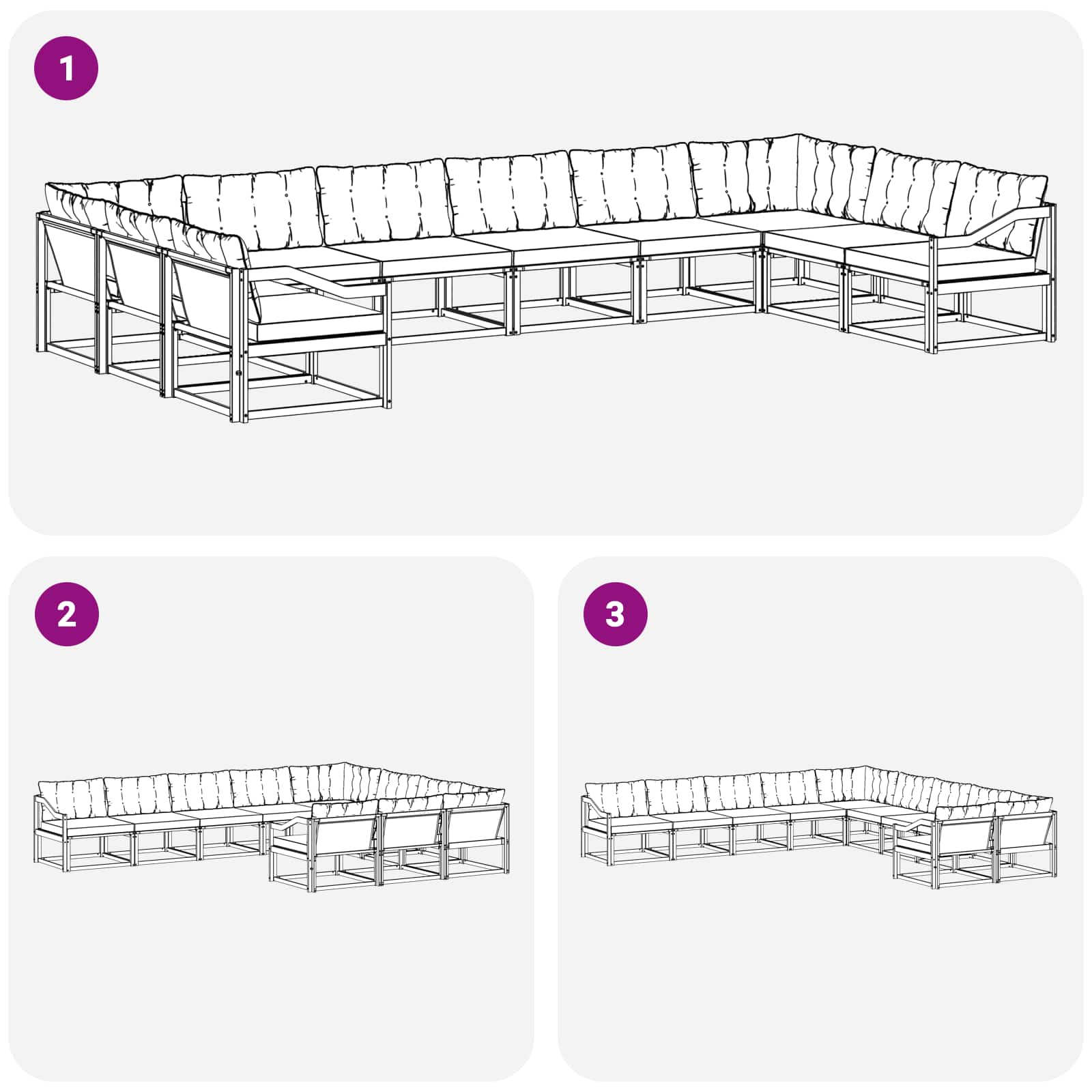 Outdoor-Sofagarnitur mit Kissen 10 pcs Weiß und Beige