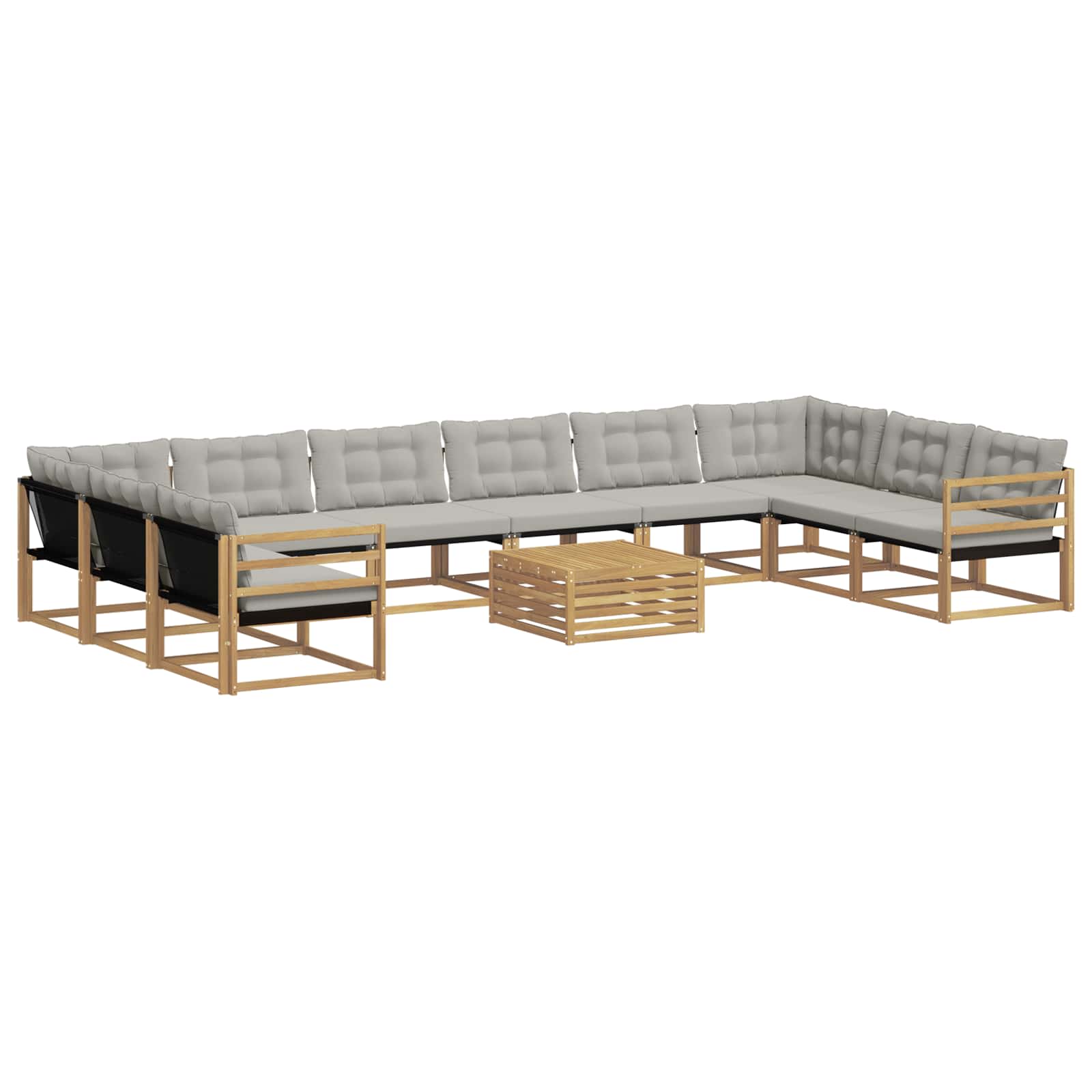 Outdoor-Sofagarnitur mit Kissen 11 pcs Weiß und Hellgrau