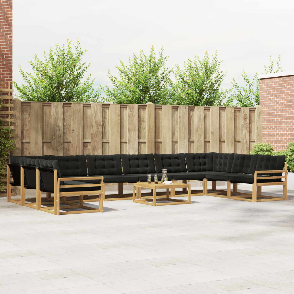 Outdoor-Sofagarnitur mit Kissen 11 pcs Weiß und Schwarz