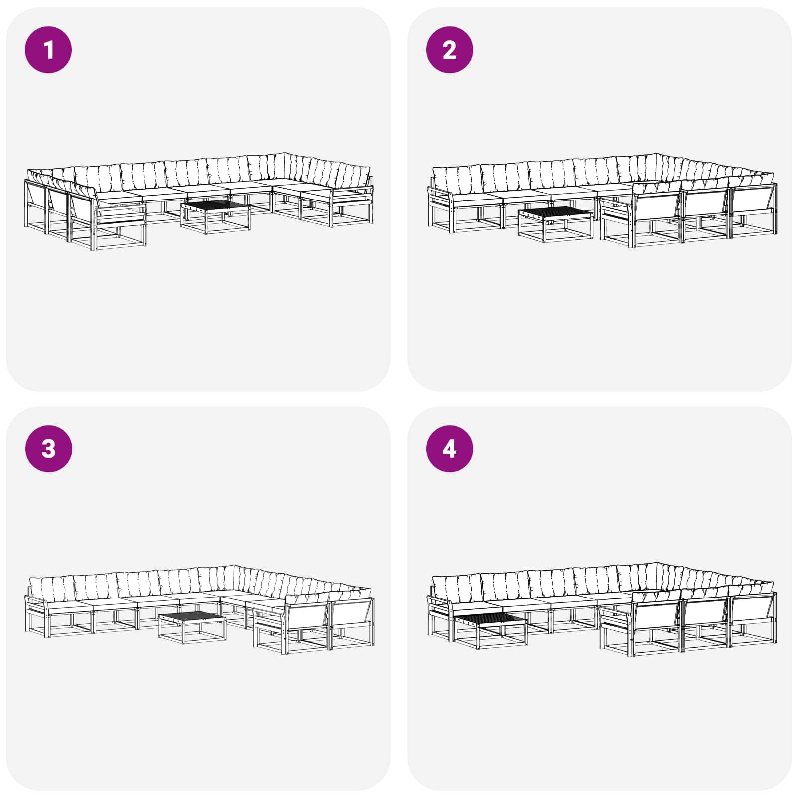 Outdoor-Sofagarnitur mit Kissen 11 pcs Weiß und Schwarz