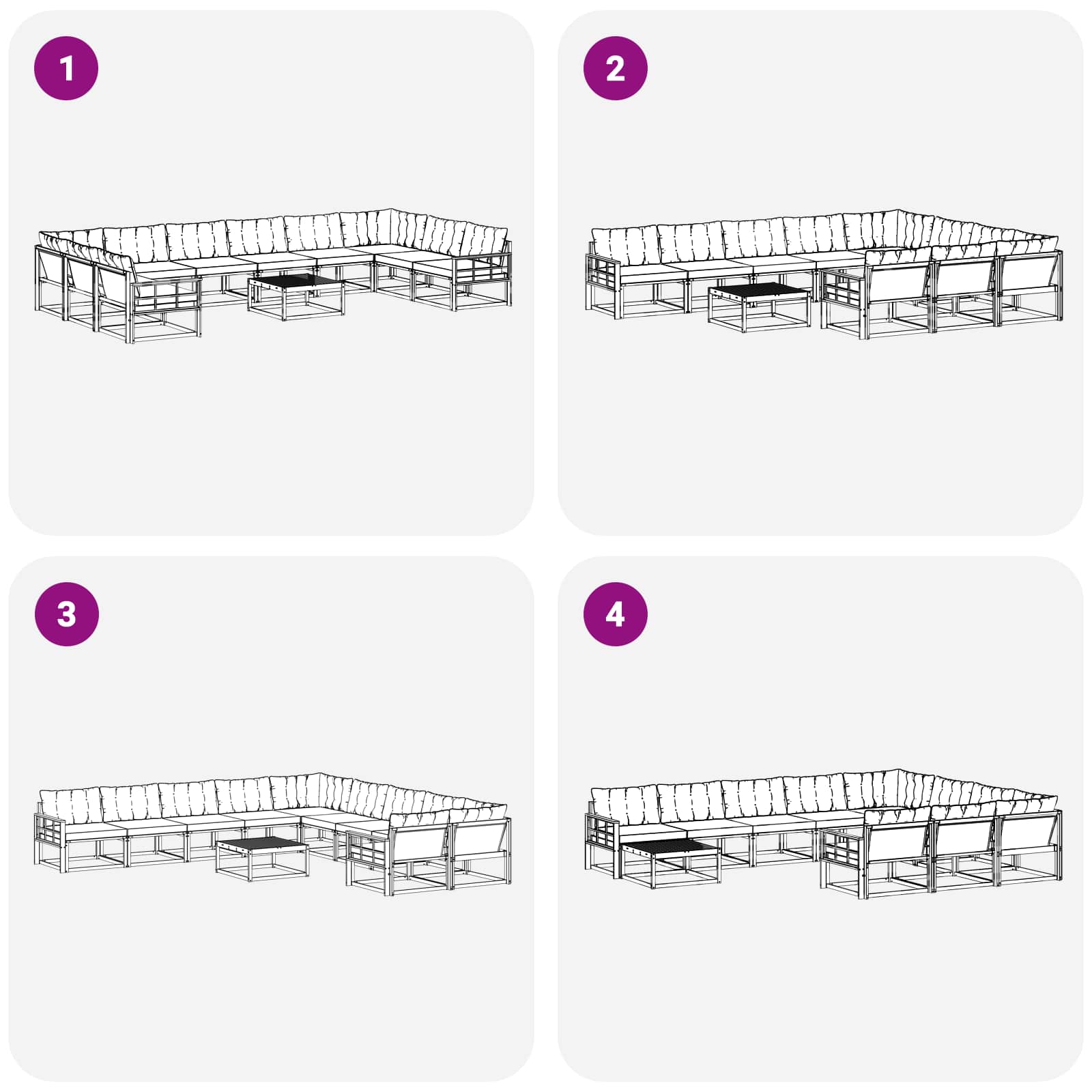 Outdoor-Sofagarnitur mit Kissen 11 pcs Weiß und Hellgrau