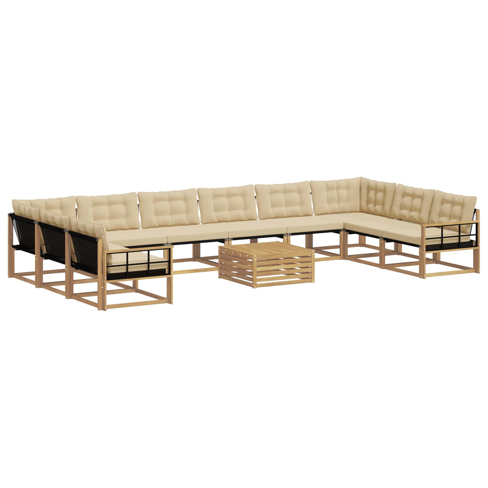 Outdoor-Sofagarnitur mit Kissen 11 pcs Weiß und Beige