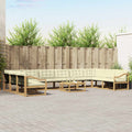 Outdoor-Sofagarnitur mit Kissen 11 pcs Weiß und Creme