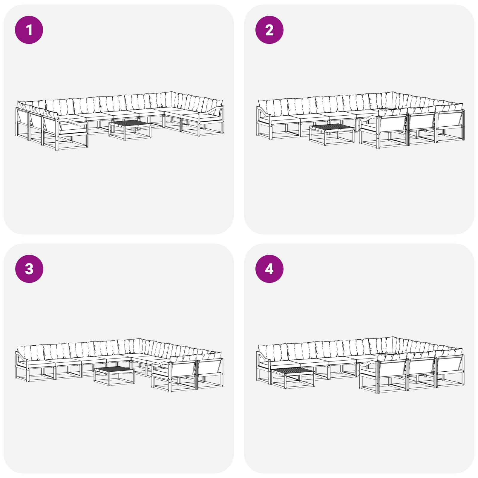Outdoor-Sofagarnitur mit Kissen 11 pcs Weiß und Creme