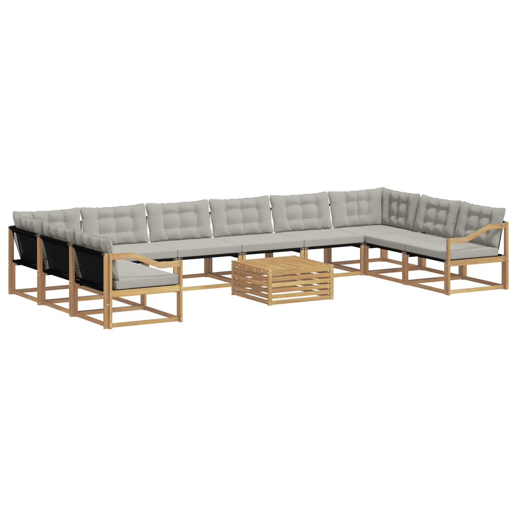 Outdoor-Sofagarnitur mit Kissen 11 pcs Weiß und Hellgrau