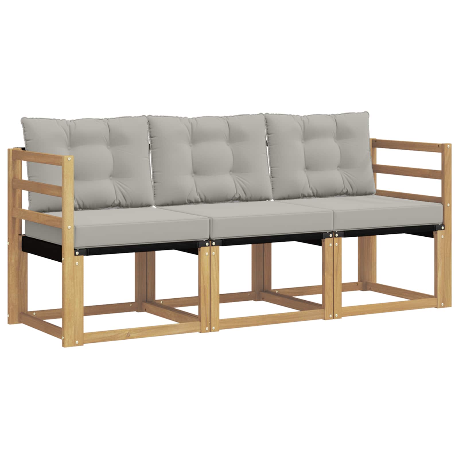 Outdoor-Sofagarnitur mit Kissen 3 pcs Weiß und Hellgrau