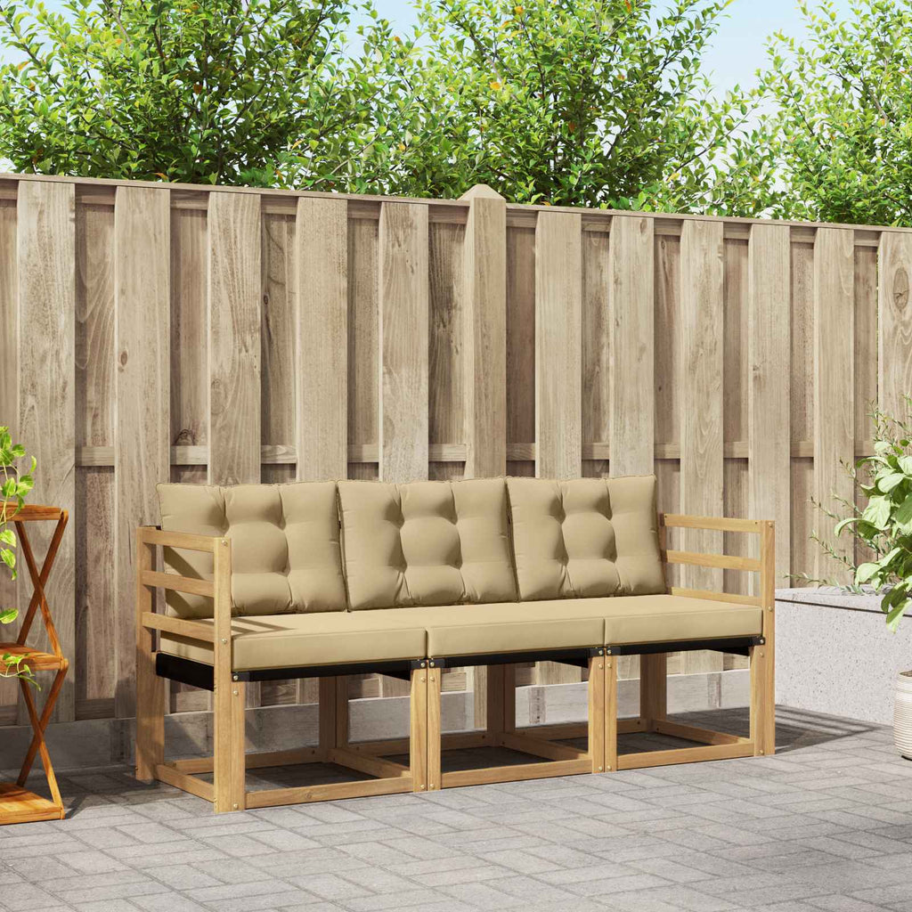 Outdoor-Sofagarnitur mit Kissen 3 pcs Weiß und Beige