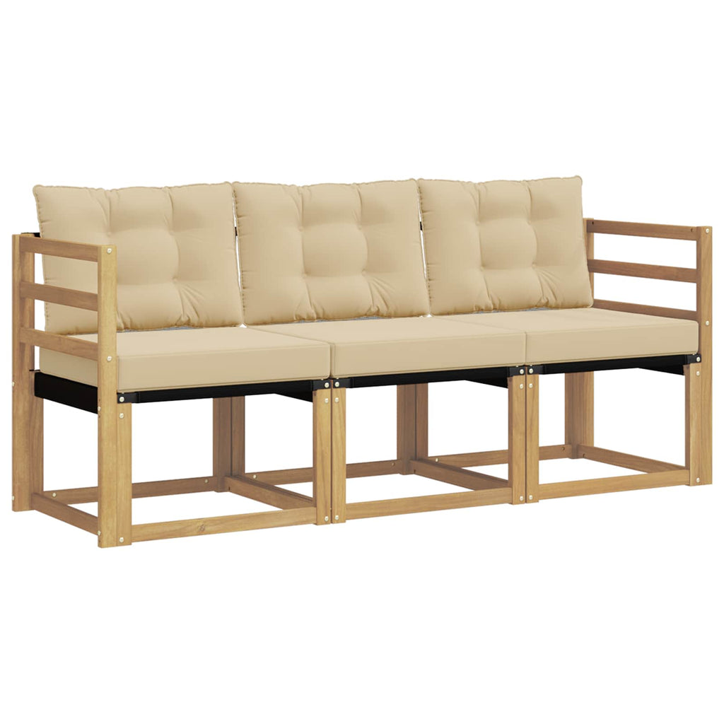 Outdoor-Sofagarnitur mit Kissen 3 pcs Weiß und Beige