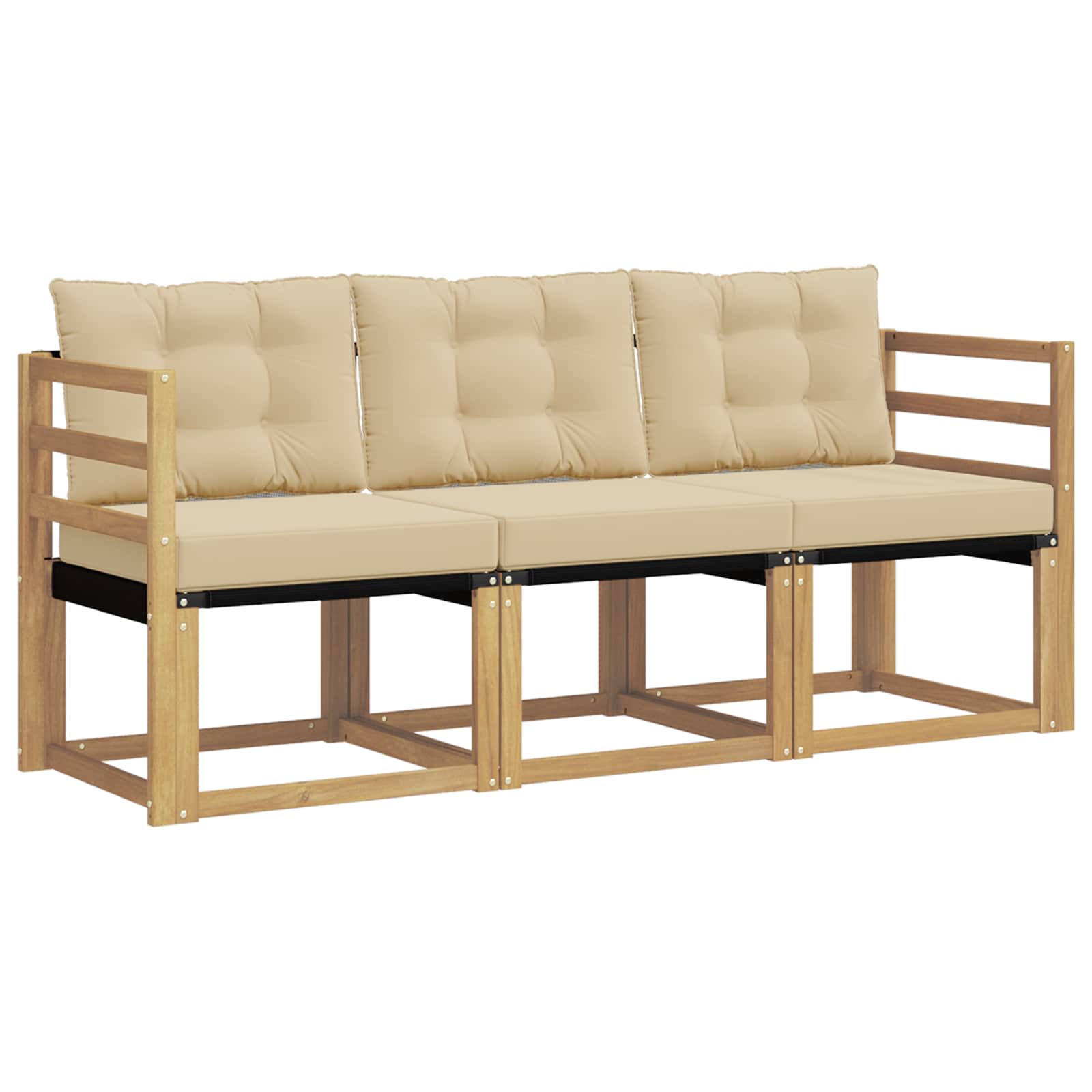 Outdoor-Sofagarnitur mit Kissen 3 pcs Weiß und Beige