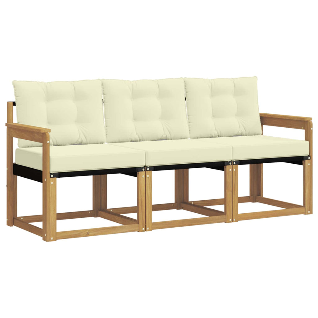 Outdoor-Sofagarnitur mit Kissen 3 pcs Weiß und Creme