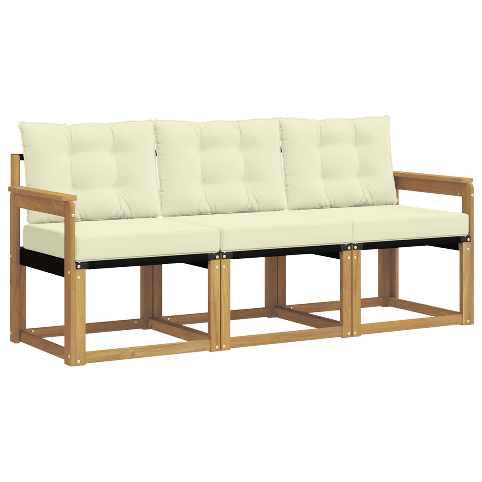 Outdoor-Sofagarnitur mit Kissen 3 pcs Weiß und Creme