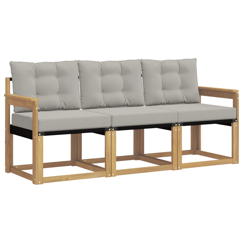 Outdoor-Sofagarnitur mit Kissen 3 pcs Weiß und Hellgrau