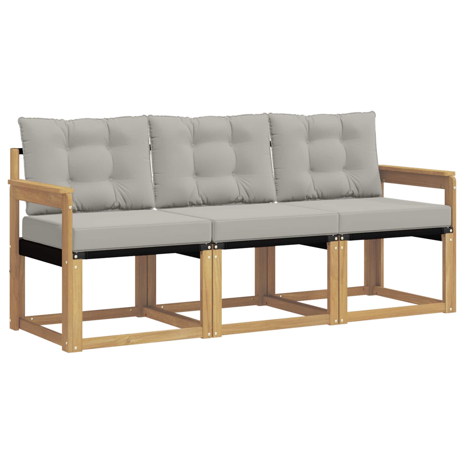 Outdoor-Sofagarnitur mit Kissen 3 pcs Weiß und Hellgrau