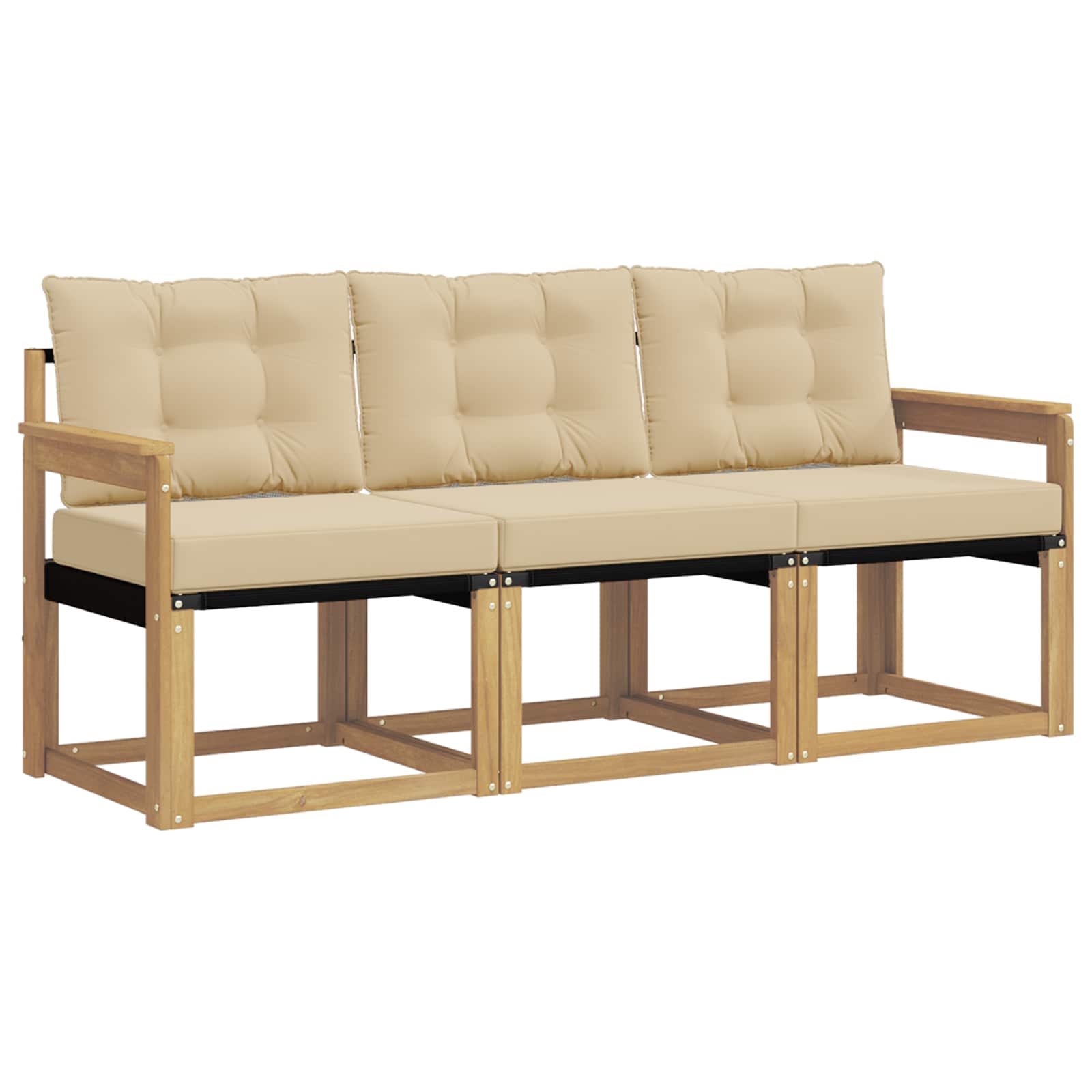 Outdoor-Sofagarnitur mit Kissen 3 pcs Weiß und Beige