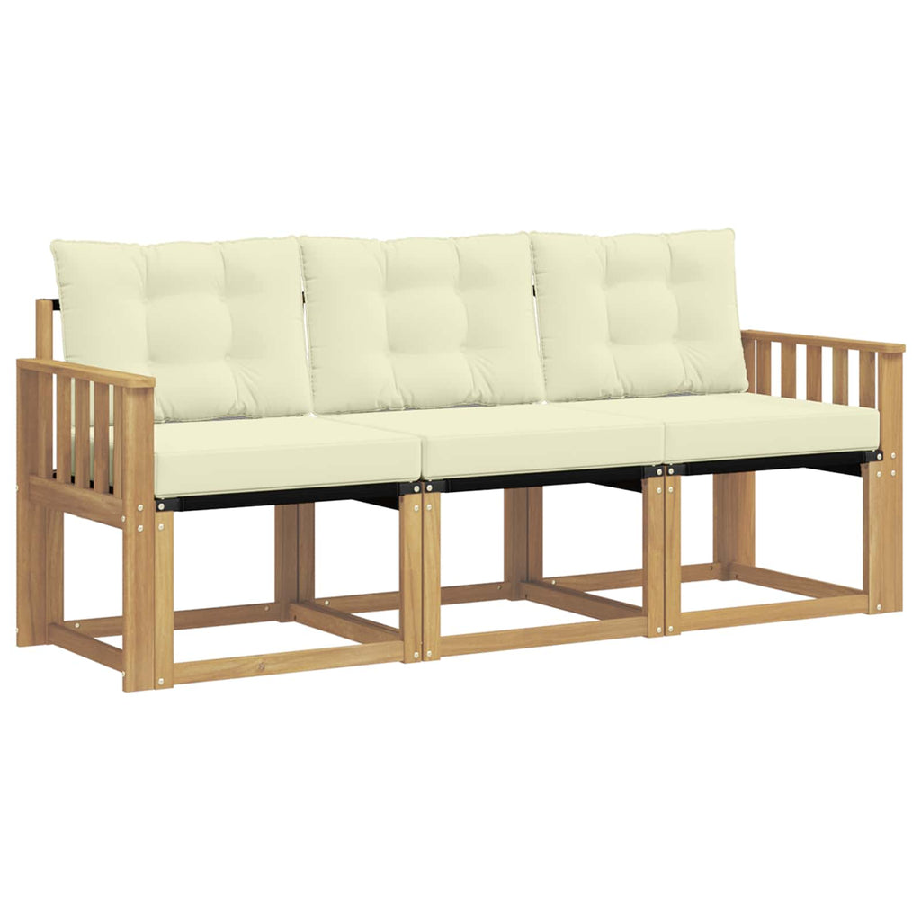 Outdoor-Sofagarnitur mit Kissen 3 pcs Weiß und Creme