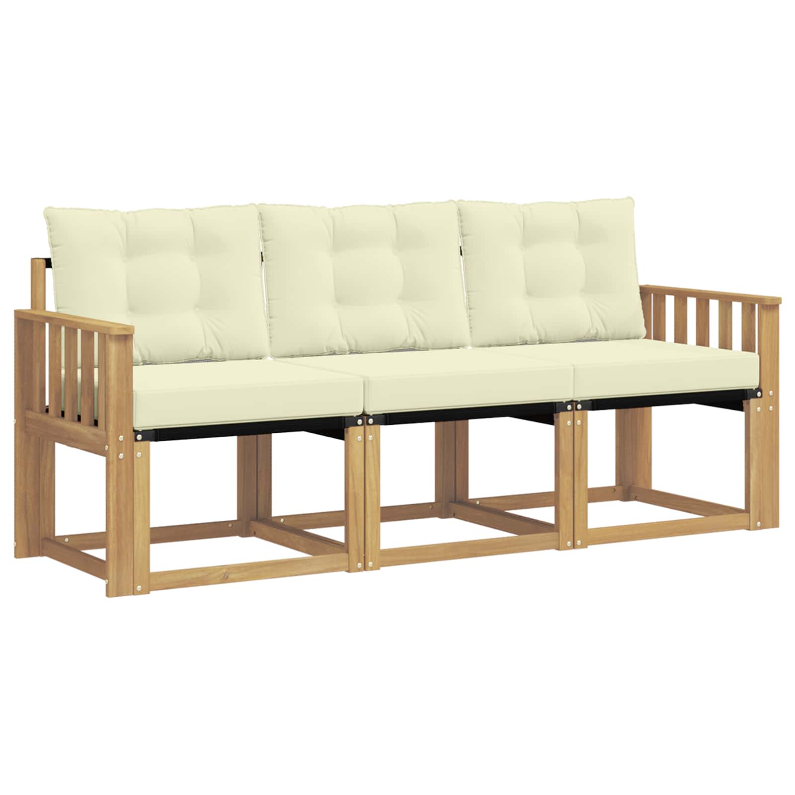 Outdoor-Sofagarnitur mit Kissen 3 pcs Weiß und Creme