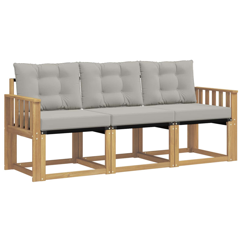 Outdoor-Sofagarnitur mit Kissen 3 pcs Weiß und Hellgrau