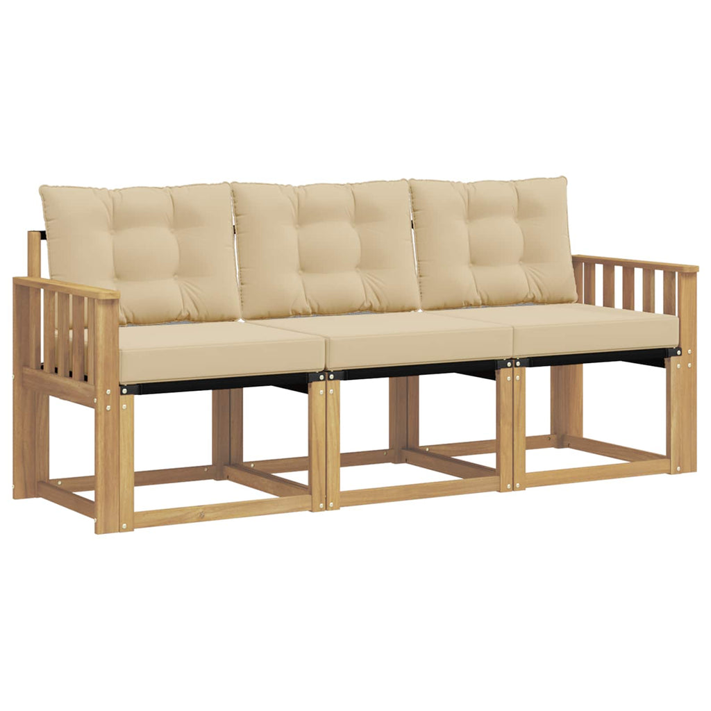Outdoor-Sofagarnitur mit Kissen 3 pcs Weiß und Beige