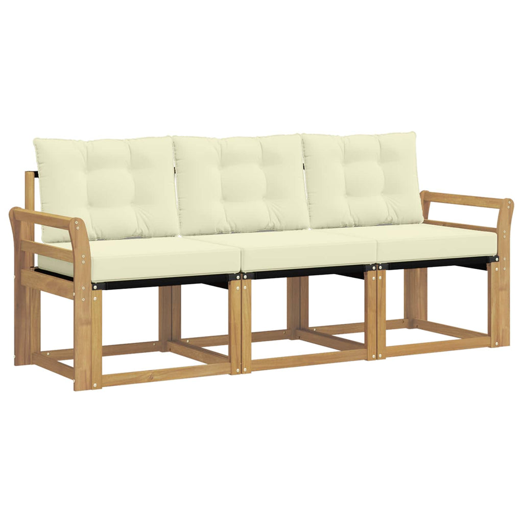 Outdoor-Sofagarnitur mit Kissen 3 pcs Weiß und Creme