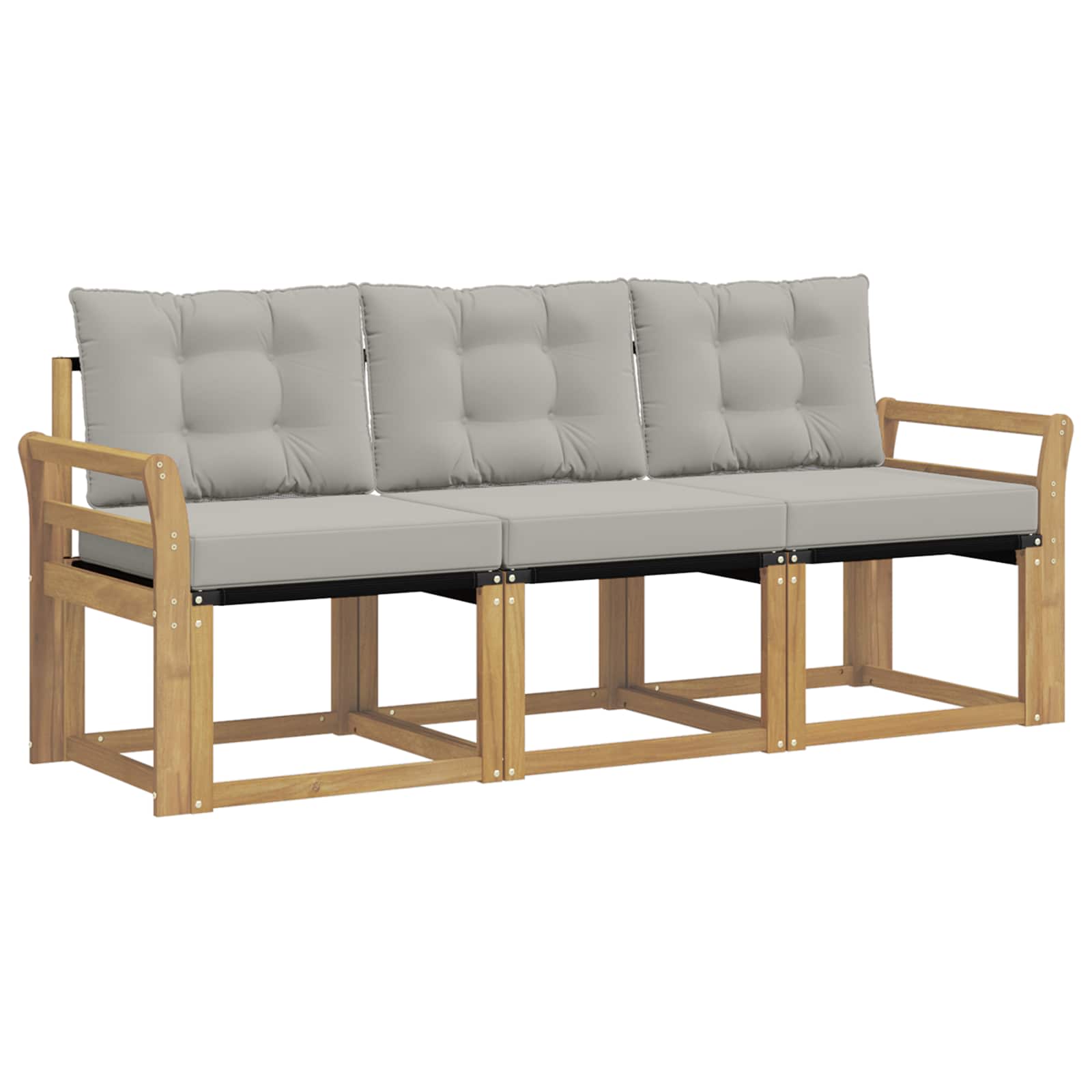 Outdoor-Sofagarnitur mit Kissen 3 pcs Weiß und Hellgrau