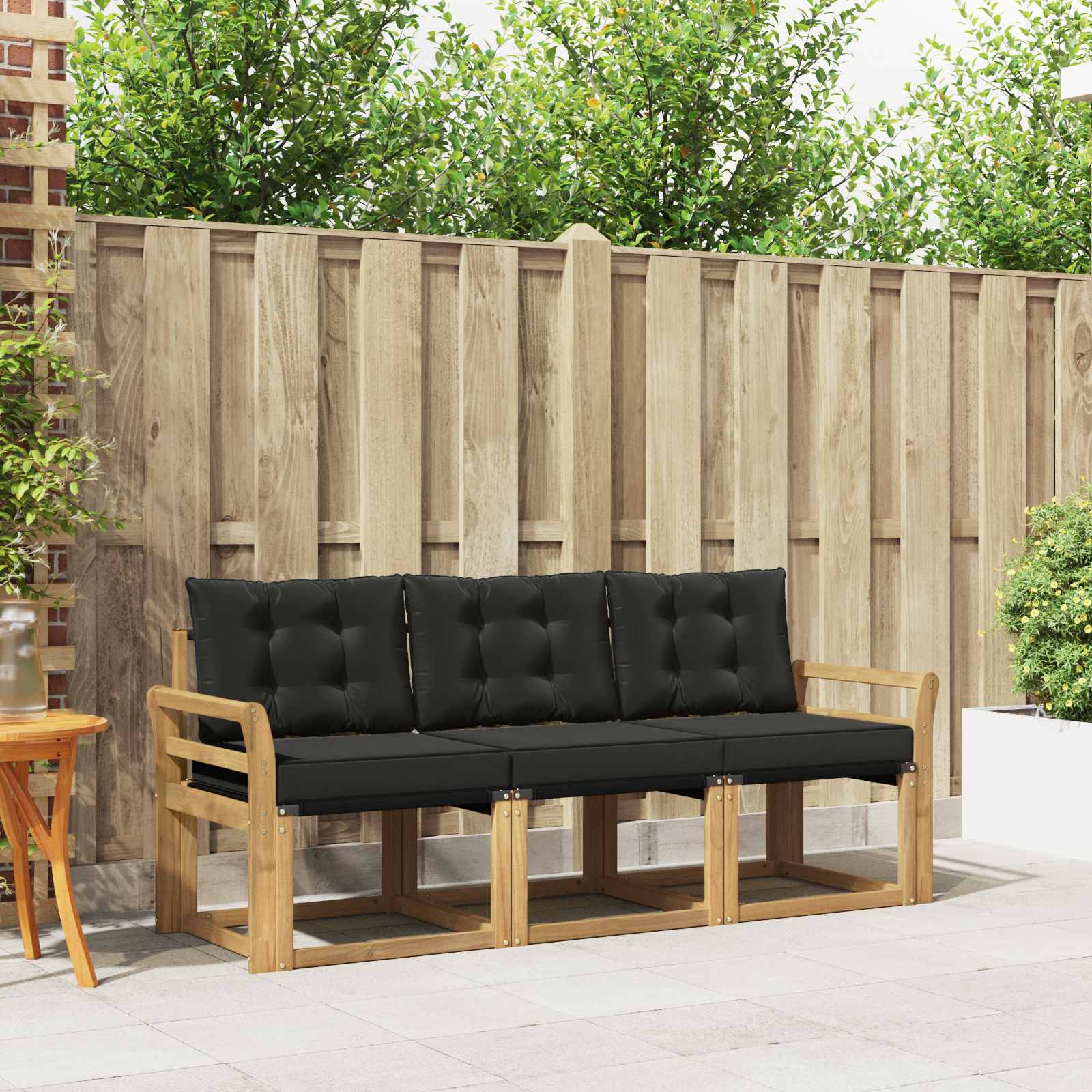 Outdoor-Sofagarnitur mit Kissen 3 pcs Weiß und Schwarz