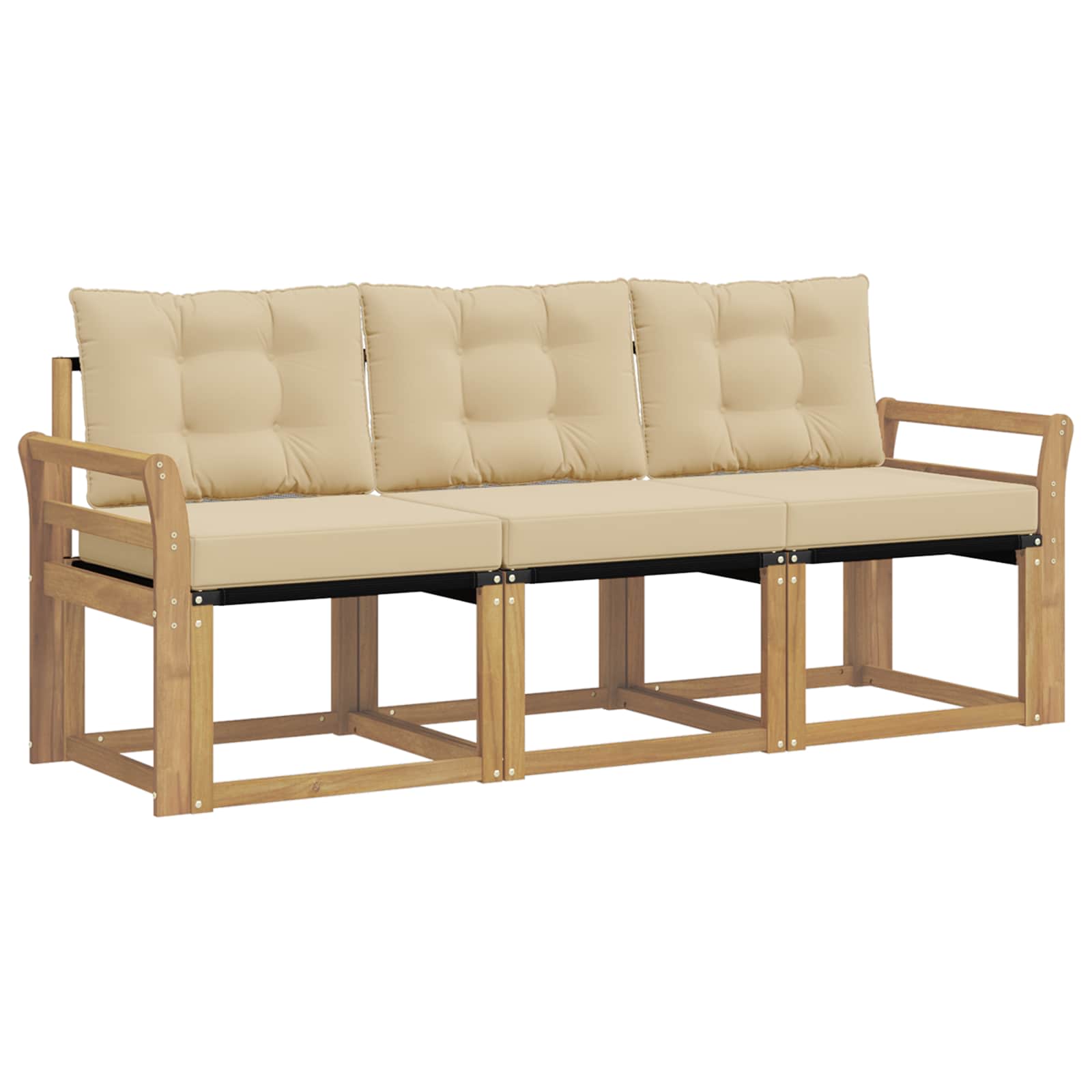 Outdoor-Sofagarnitur mit Kissen 3 pcs Weiß und Beige