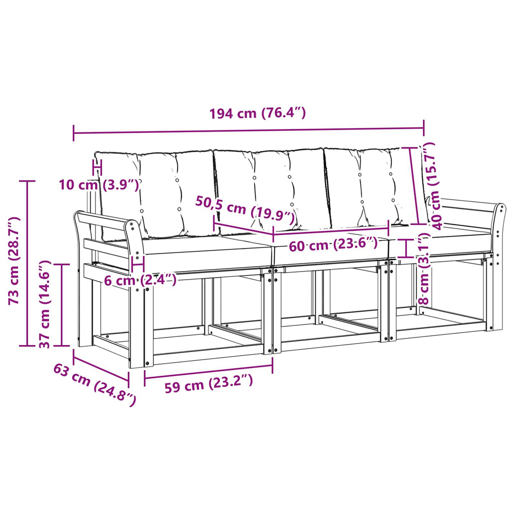 Outdoor-Sofagarnitur mit Kissen 3 pcs Weiß und Beige