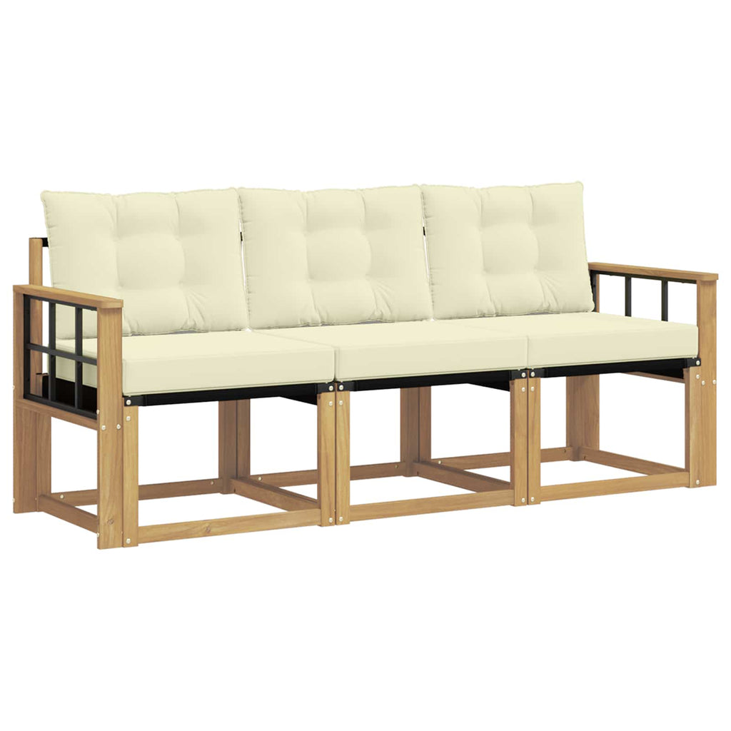 Outdoor-Sofagarnitur mit Kissen 3 pcs Weiß und Creme