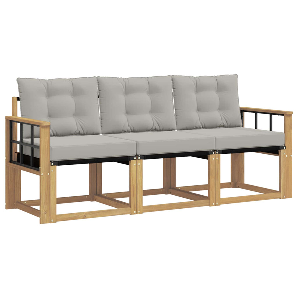 Outdoor-Sofagarnitur mit Kissen 3 pcs Weiß und Hellgrau