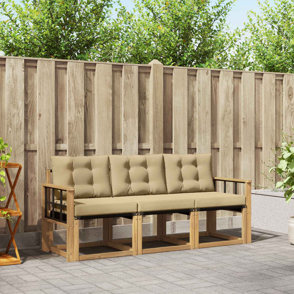 Outdoor-Sofagarnitur mit Kissen 3 pcs Weiß und Beige