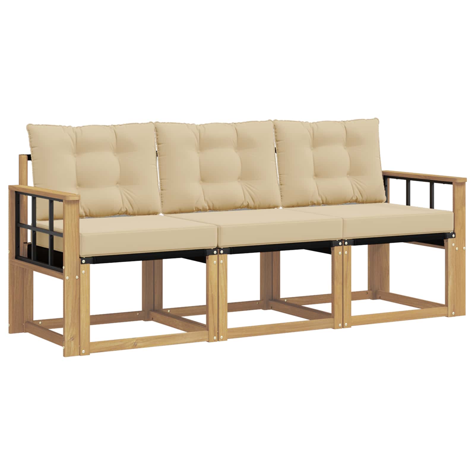 Outdoor-Sofagarnitur mit Kissen 3 pcs Weiß und Beige