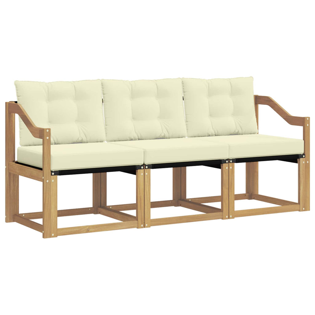 Outdoor-Sofagarnitur mit Kissen 3 pcs Weiß und Creme