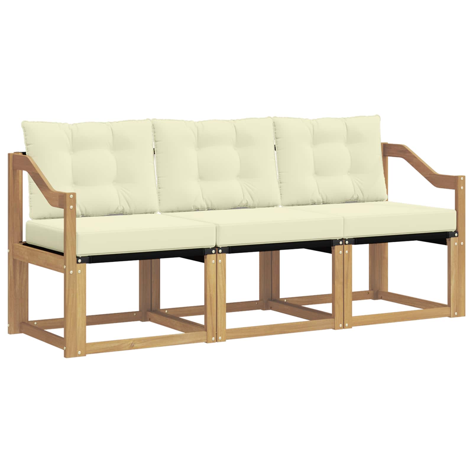 Outdoor-Sofagarnitur mit Kissen 3 pcs Weiß und Creme