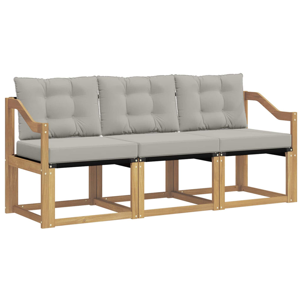 Outdoor-Sofagarnitur mit Kissen 3 pcs Weiß und Hellgrau