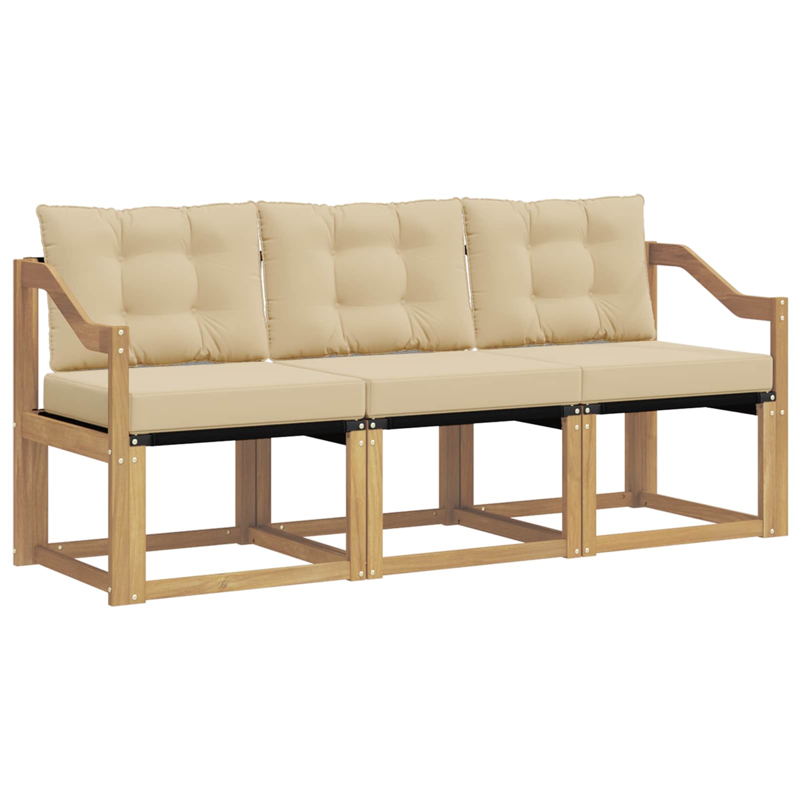 Outdoor-Sofagarnitur mit Kissen 3 pcs Weiß und Beige